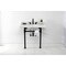 Kingston Brass 36 Carrara Marble Console Sink with Stainless Steel Legs, Marble WhiteMatte Black LMS36MOQ0 - alternate 2